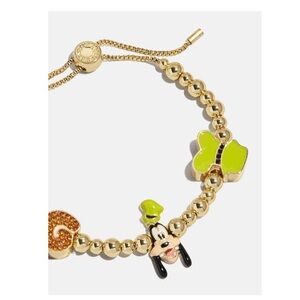 Goofy Gold Beaded Bracelet with Green Accents